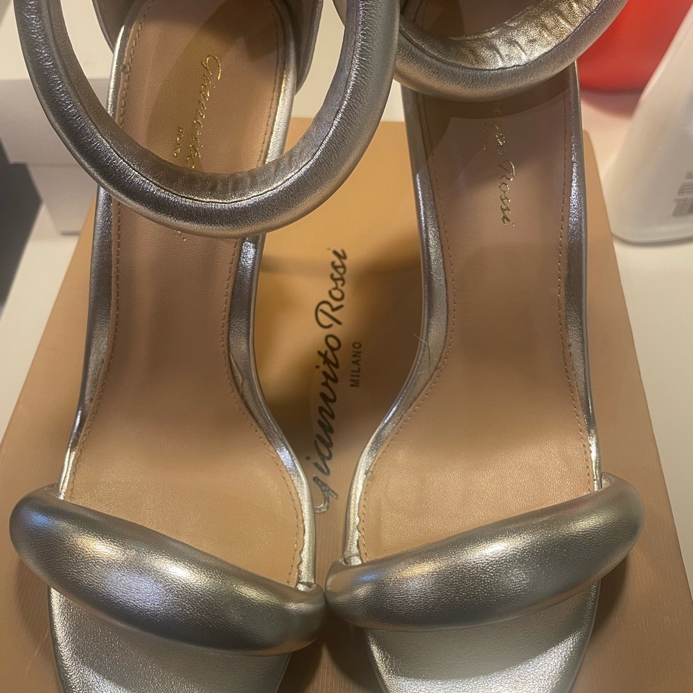 Silver heel sandals